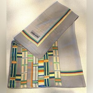 Vtg Nik-Nik Italy Silk Scarf, Multicolor Eclectic Geometrical Retro 34.5" Square